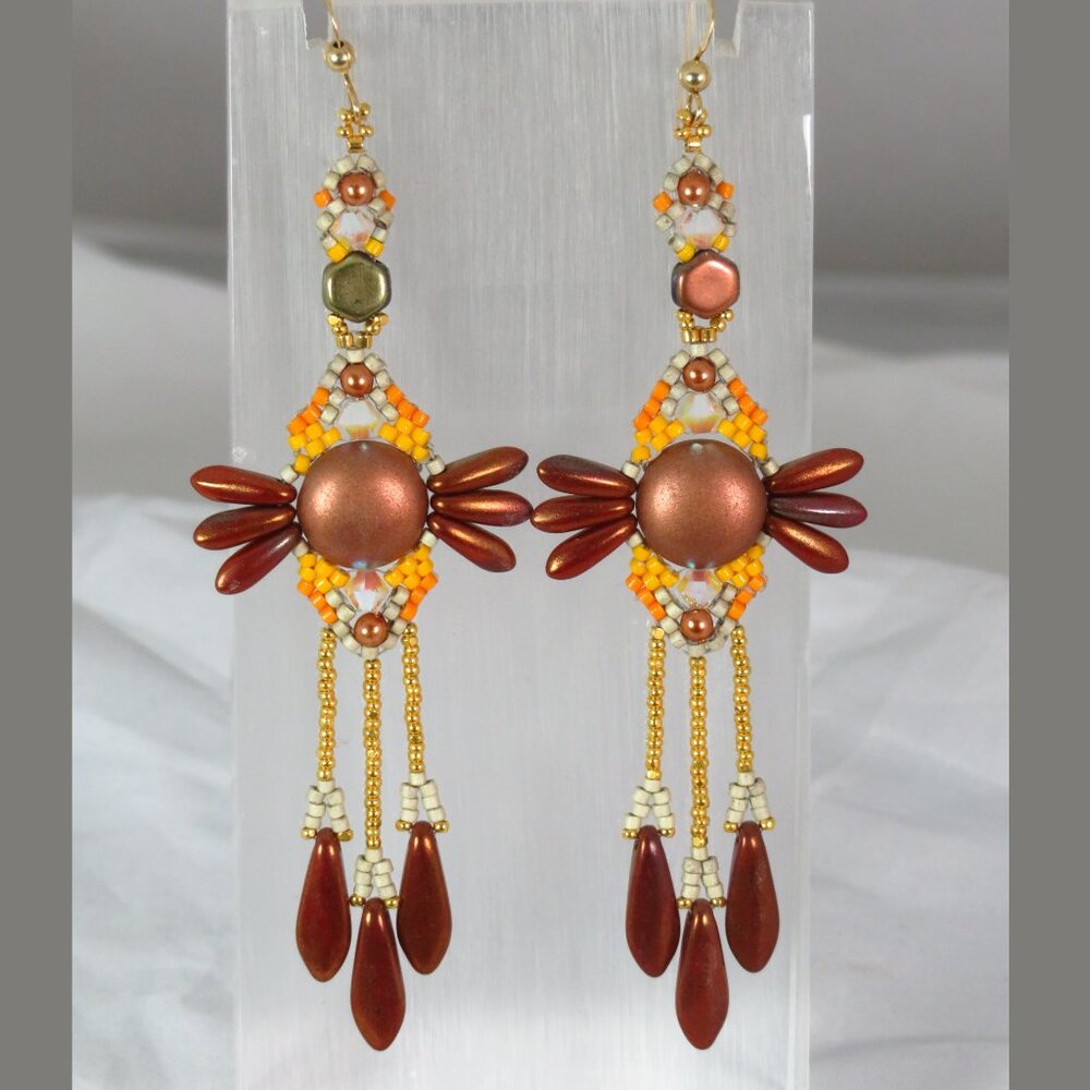 Copper gold earrings handmade